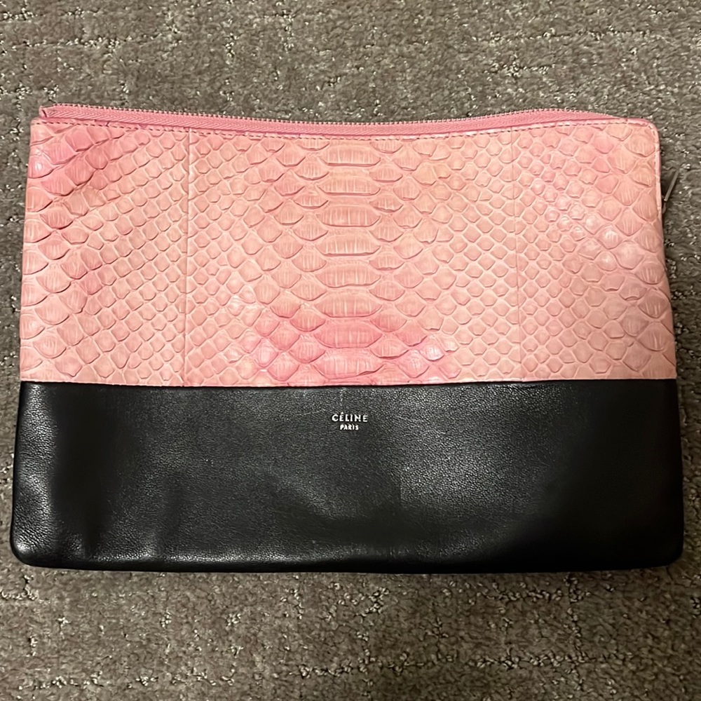 Celine pink and black clutch